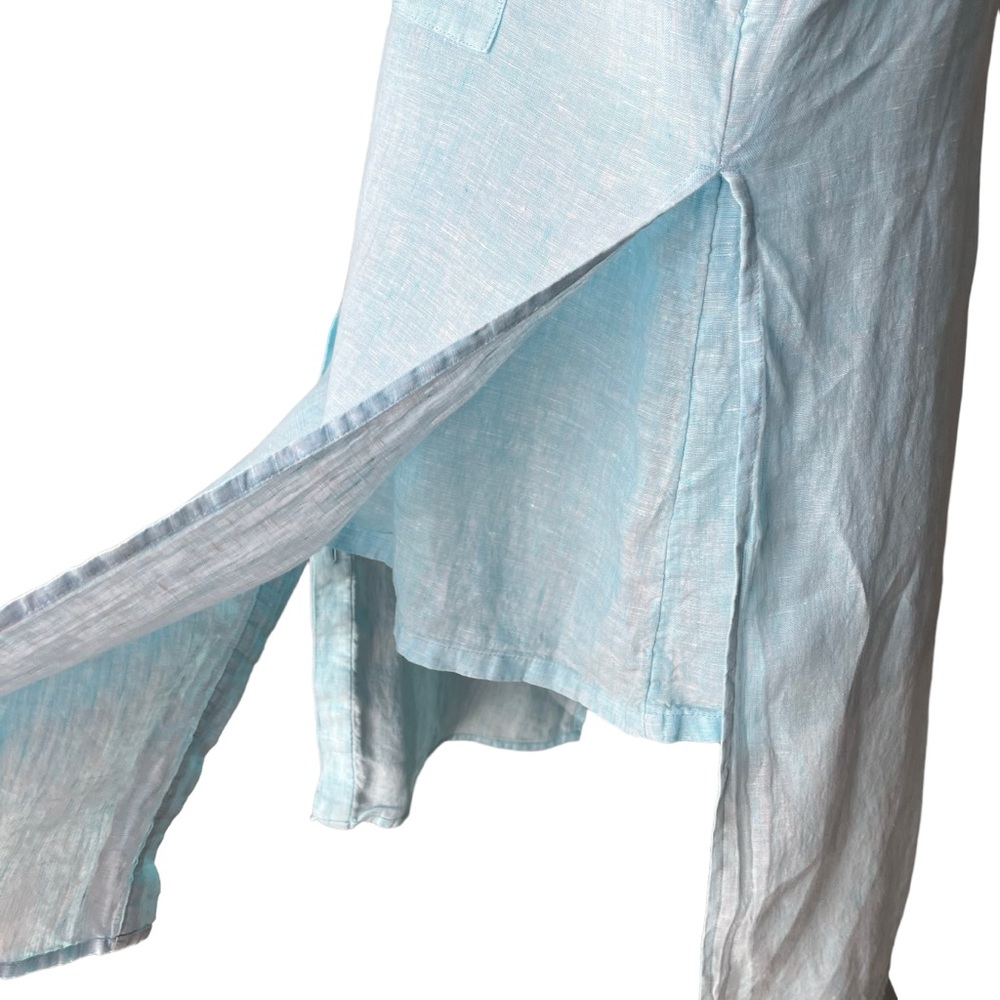 CHICO'S Sleeveless Side Slit Blue Aqua Linen Tunic, Sz L/12 - Picture 12 of 15